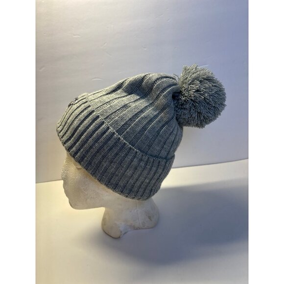 Michael Kors Gray Beanie Hat with pom Pom - Picture 3 of 7
